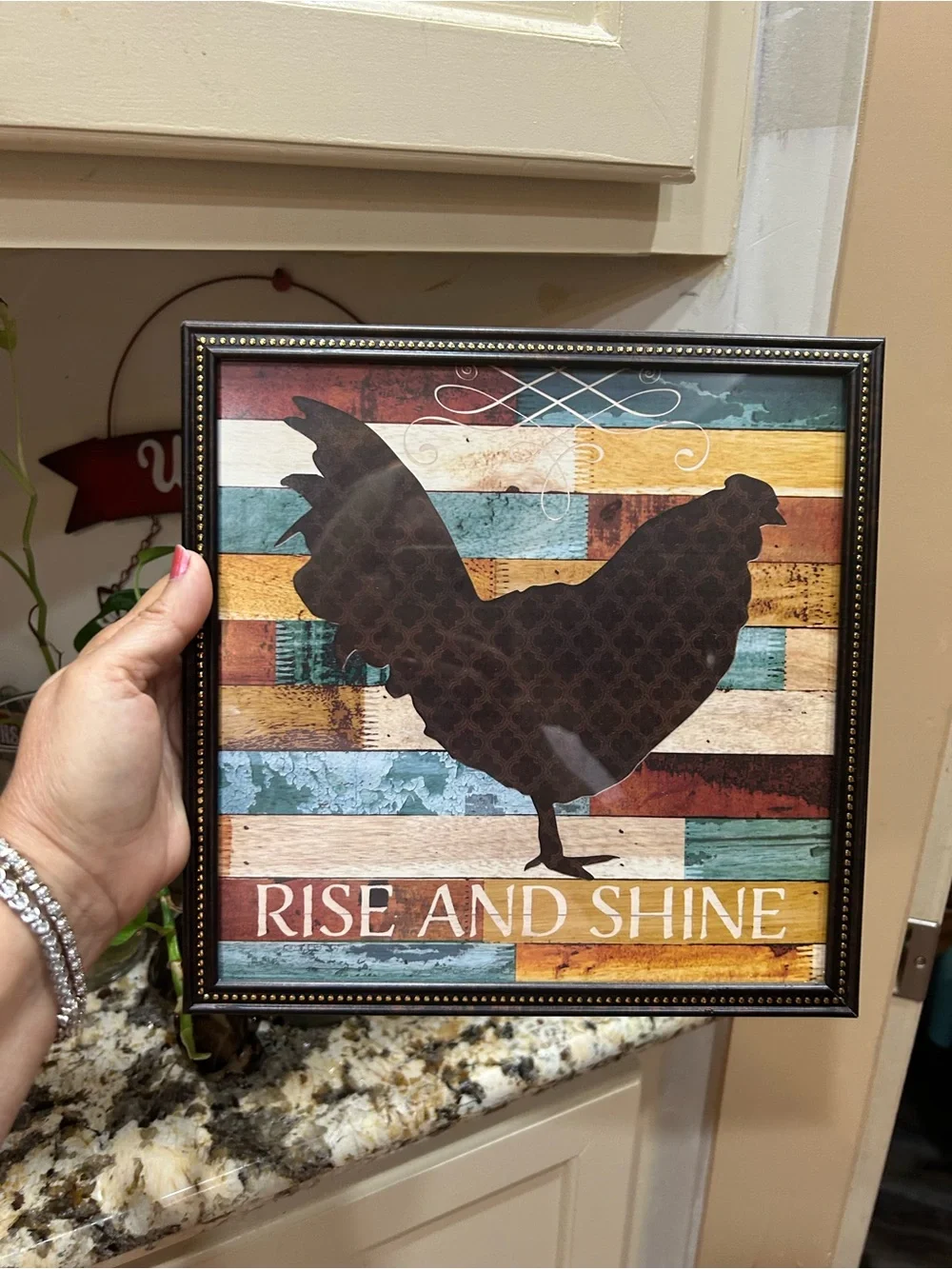 Small rise and Shine Chicken Silhouette Wall Art - Brown